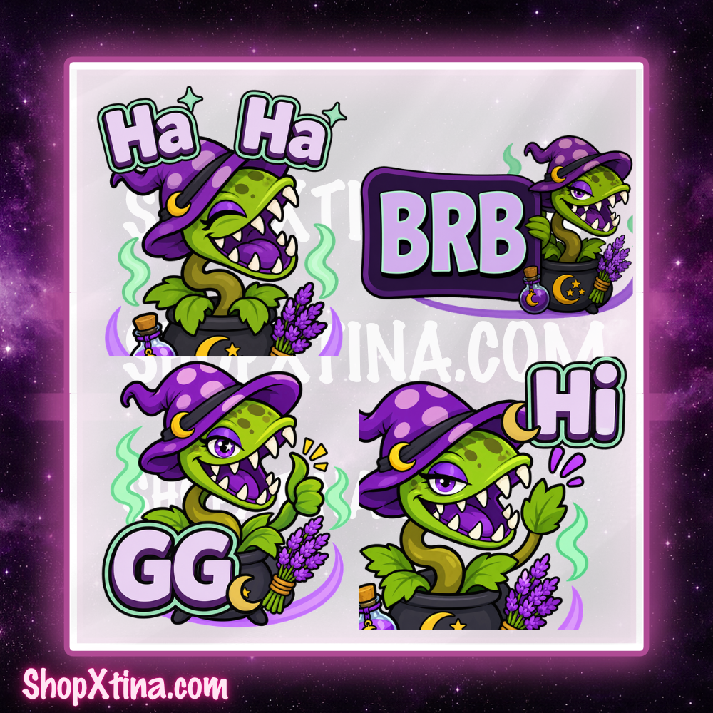 Witchy Venus Flytrap Emotes | Discord, Twitch, Youtube, OBS, Streamlabs | Hype, Love, Lurk, Raid, Cheers & More | Great For Streamers
