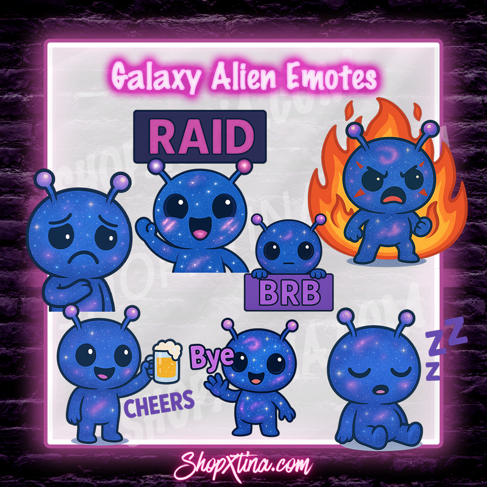 ✨ Galaxy Alien Emote Set – 13 Matching Emotes for Twitch & Discord ✨