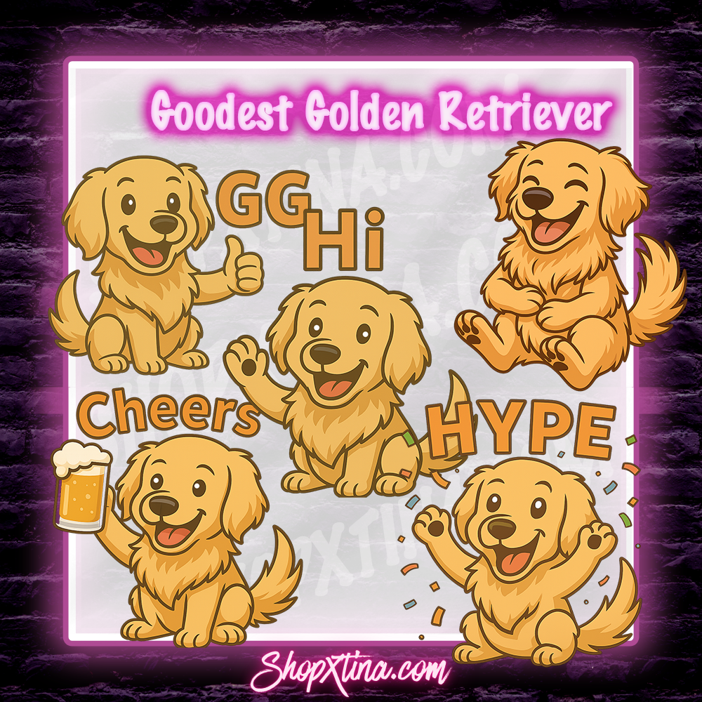 13 Goodest Golden Retriever Emotes | Discord, Twitch, Youtube, OBS, Streamlabs | Hype, Love, Lurk, Raid, Cheers & More | Great For Streamers