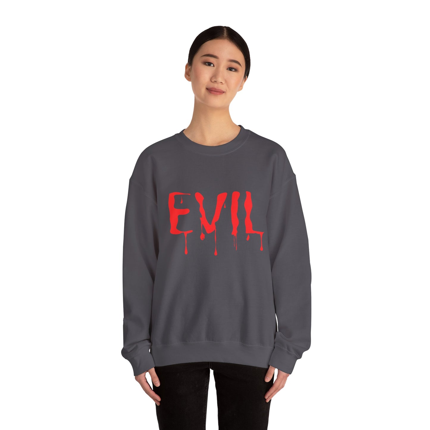 Evil Crewneck Sweatshirt Spooky Halloween Apparel for Edgy Fall Fashion