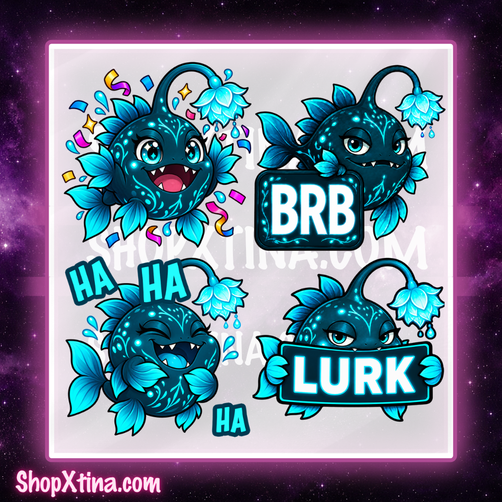 Abyssal Bloom Anglerfish Emotes  | Discord, Twitch, Youtube, OBS, Streamlabs | Hype, Love, Lurk, Raid, Cheers & More | Great For Streamers