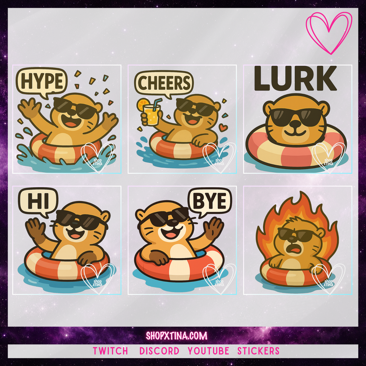 ☀️ Summer Otter Cool Pool Party Emotes: 13 Emotes – Twitch, Discord, YouTube ☀️