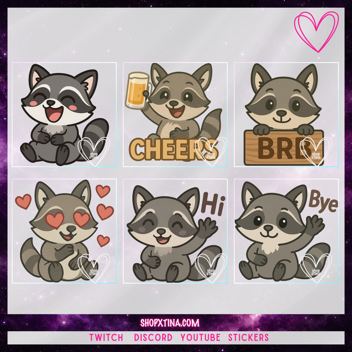 Rascal Raccoon Emote Set: 13 Emotes for Twitch, Discord, Streamers & More