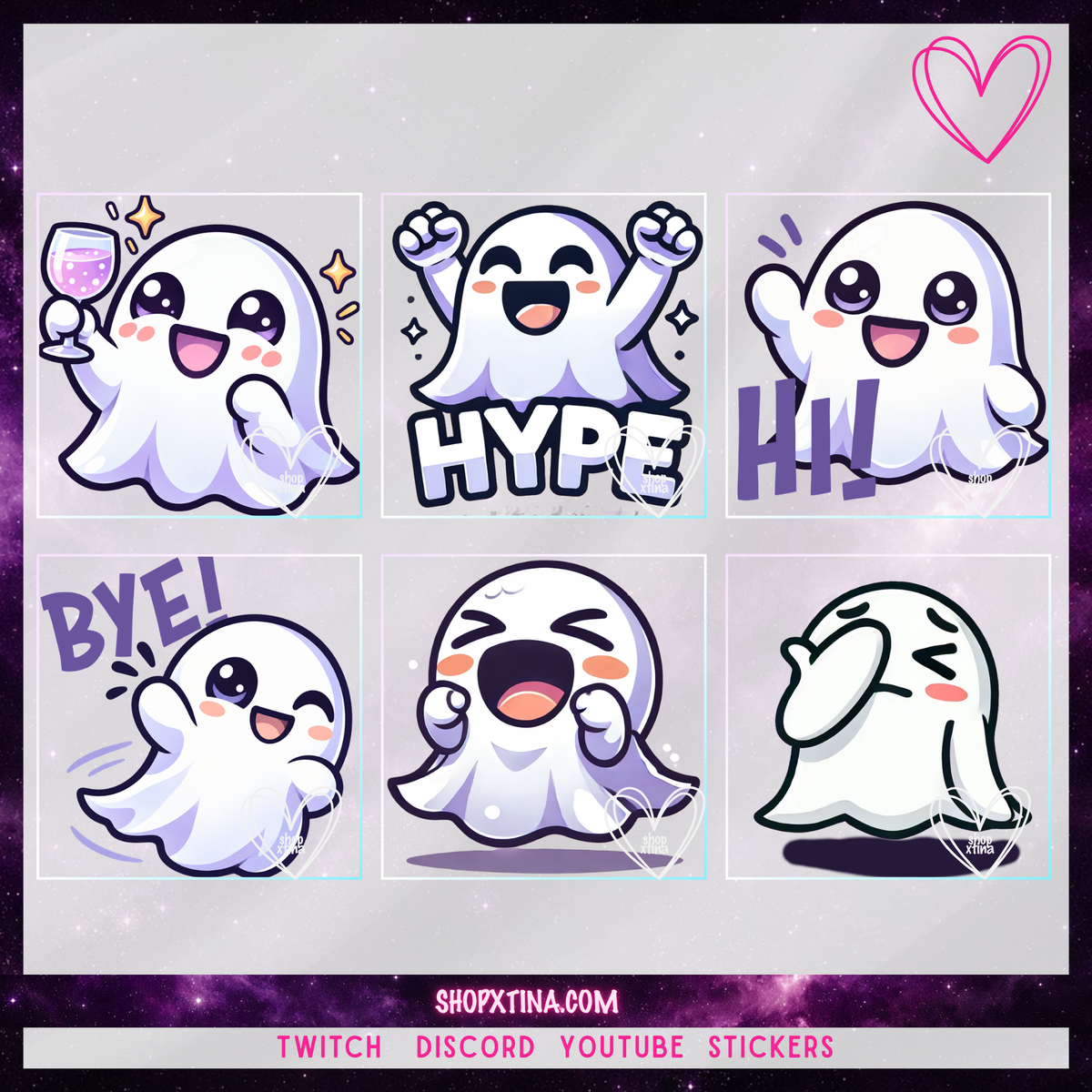 Halloween Ghost Emote Set for Twitch & Discord – Cute Ghost Emotes | Hype, Love, Raid, BRB & More
