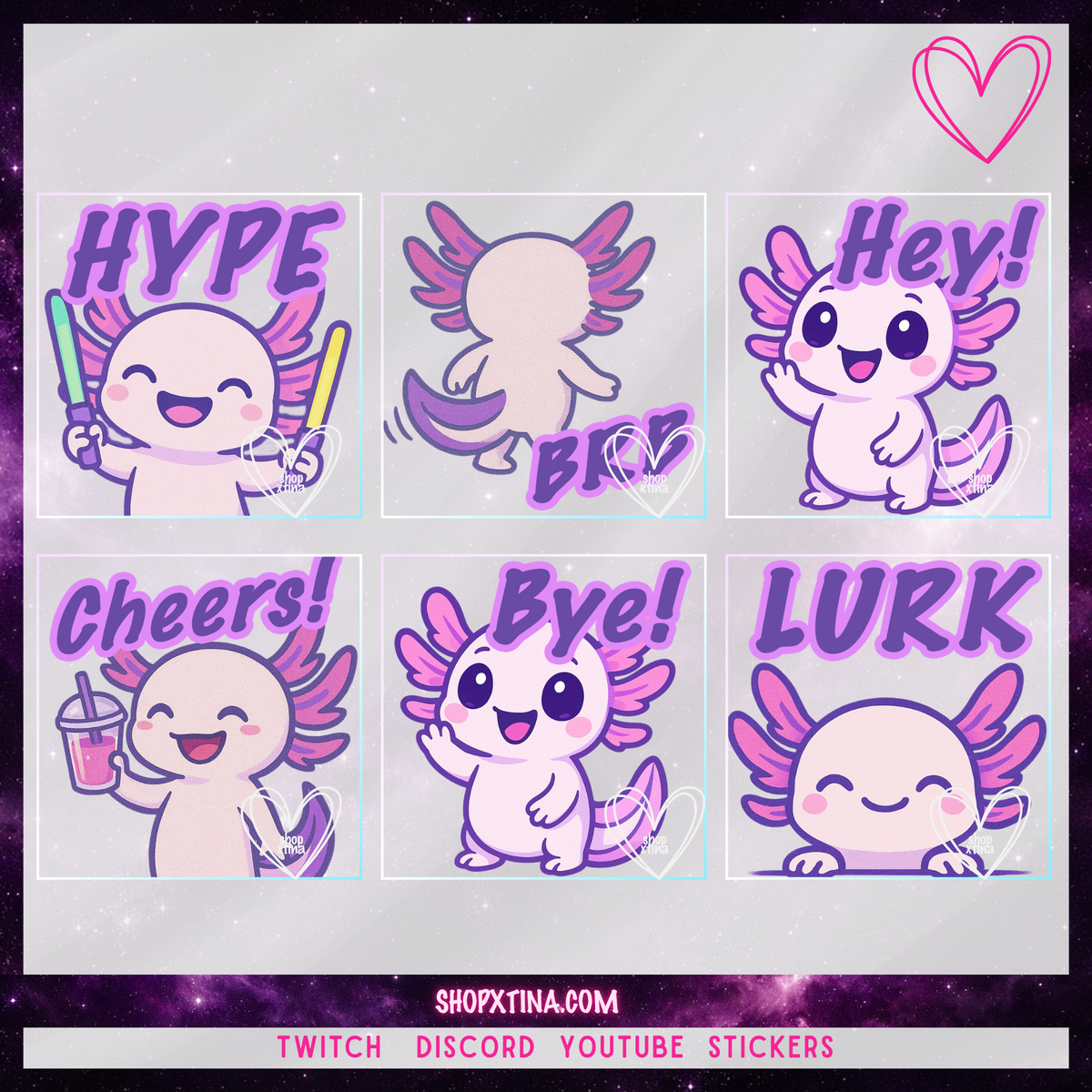 Sweet Axolotl Emote Set! Animated optional