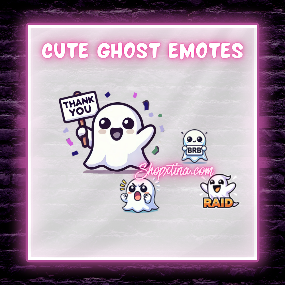 Halloween Ghost Emote Set for Twitch & Discord – Cute Ghost Emotes | Hype, Love, Raid, BRB & More