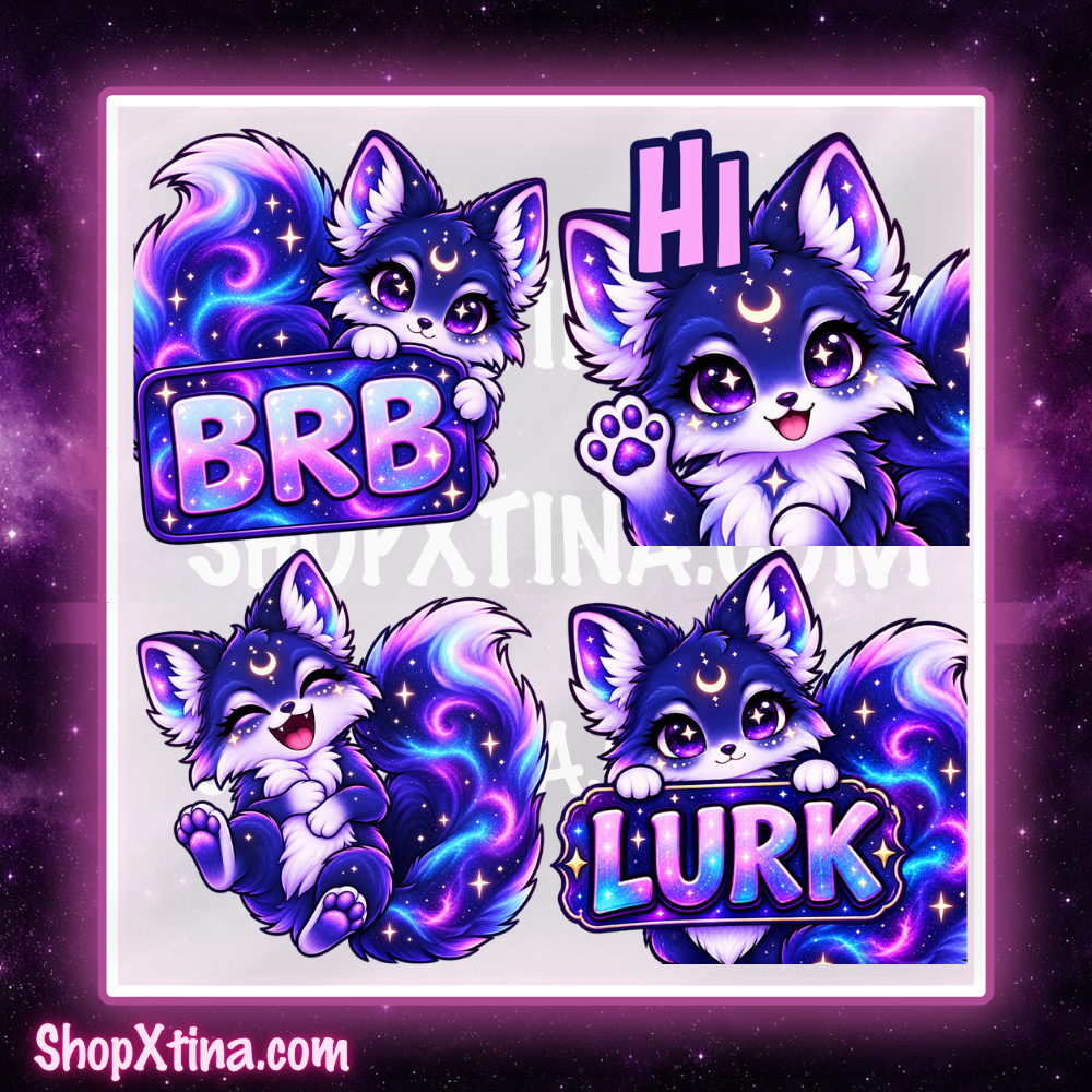 Cosmic Fox Emote Pack  | Discord, Twitch, Youtube, OBS, Streamlabs | Hype, Love, Lurk, Raid, Cheers & More | Great For Streamers (Copy) (Copy) (Copy)