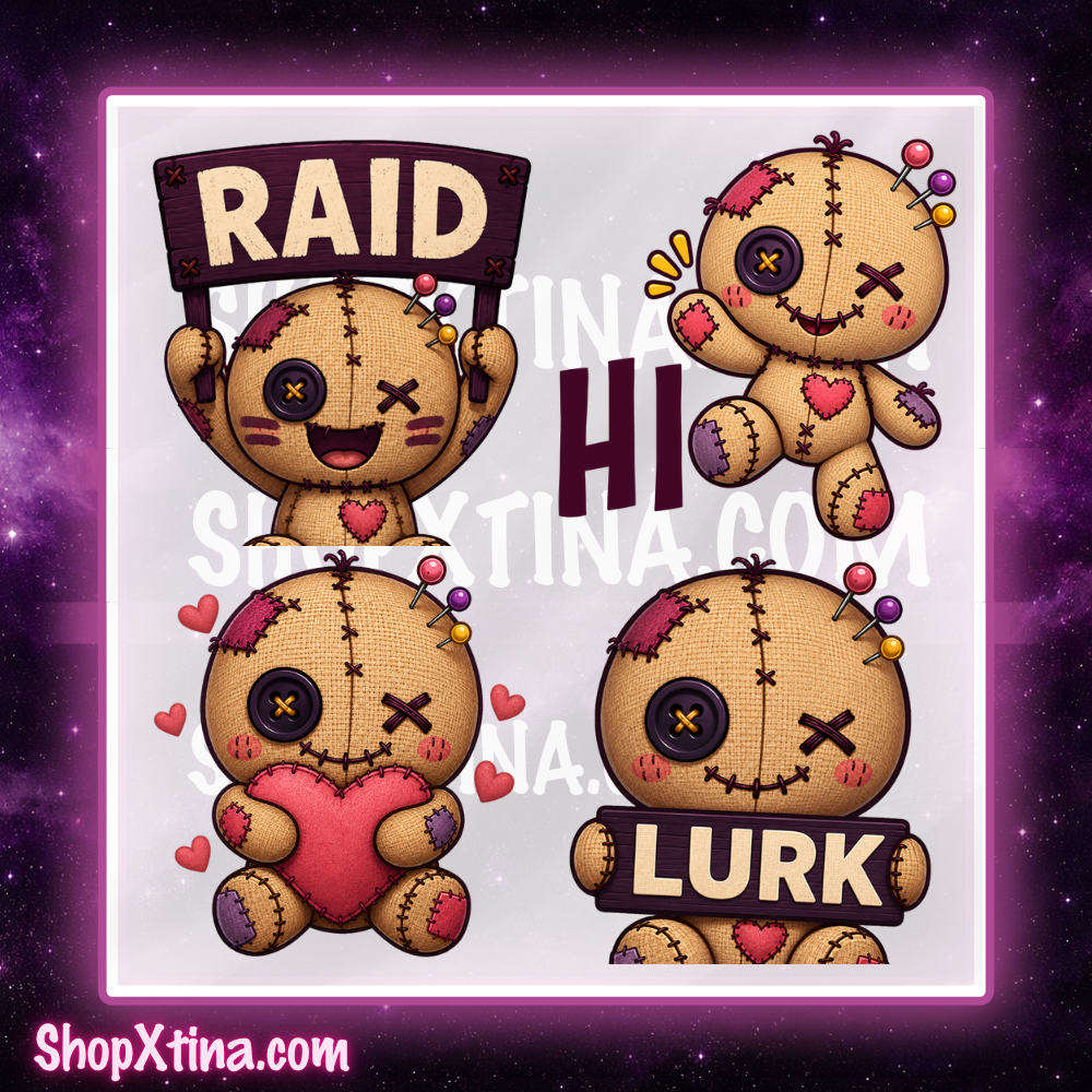 Sweet and Spooky Voodoo Doll Emote Pack  | Discord, Twitch, Youtube, OBS, Streamlabs | Hype, Love, Lurk, Raid, Cheers & More | Great For Streamers (Copy) (Copy)