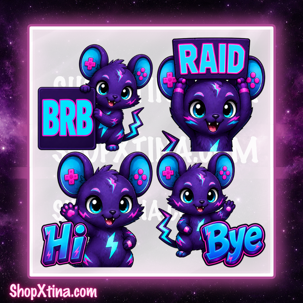 Electric Gamer Mouse Emotes | Discord, Twitch, Youtube, OBS, Streamlabs | Hype, Love, Lurk, Raid, Cheers & More | Great For Streamers