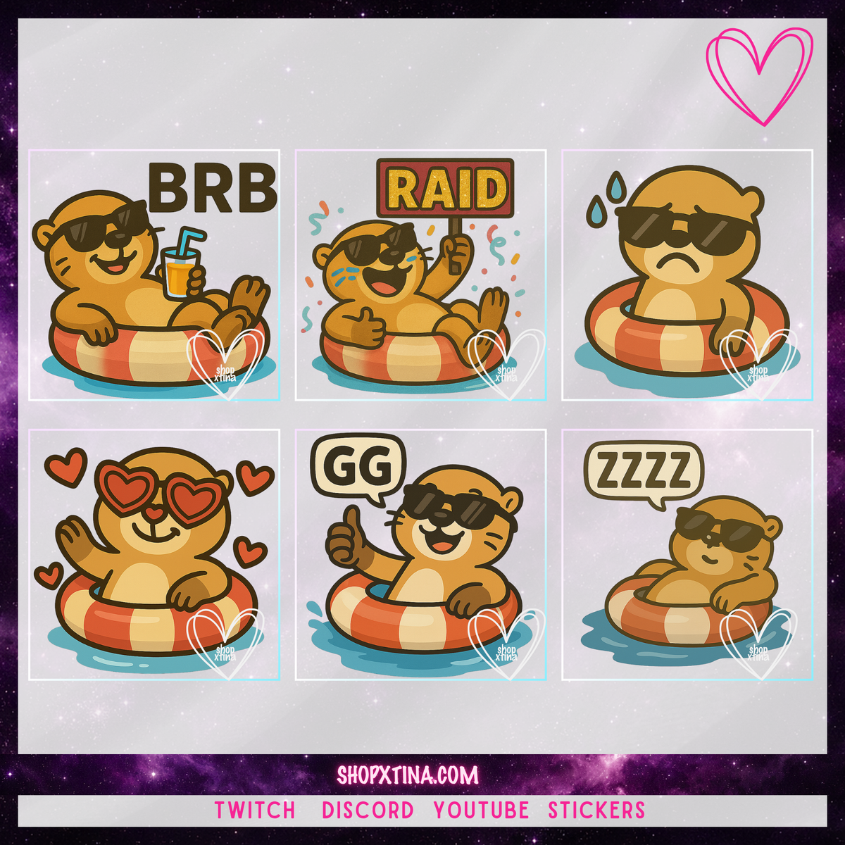 ☀️ Summer Otter Cool Pool Party Emotes: 13 Emotes – Twitch, Discord, YouTube ☀️