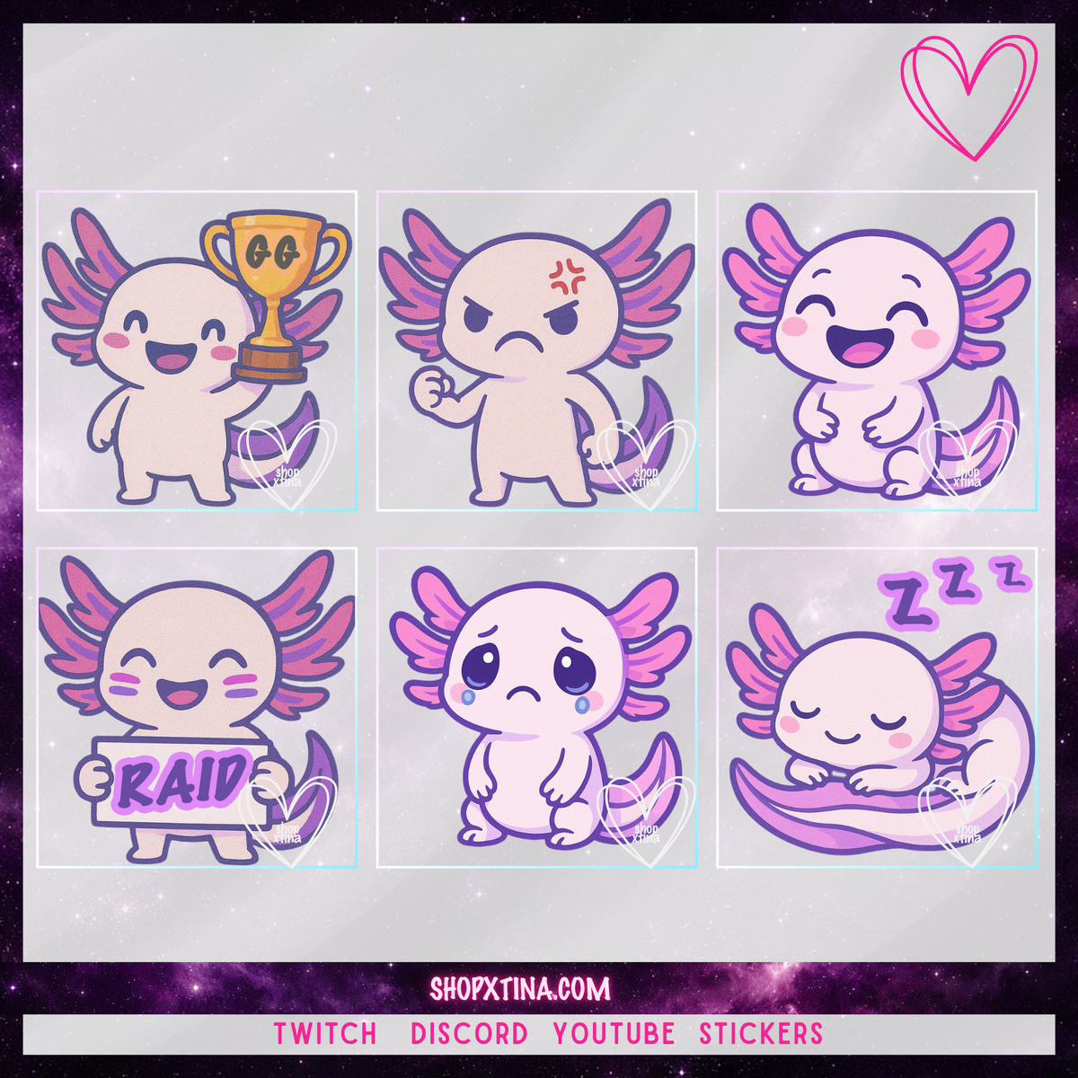 Sweet Axolotl Emote Set! Animated optional