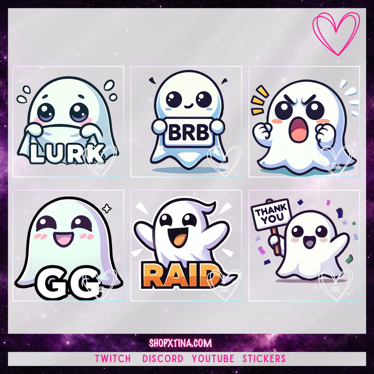 Halloween Ghost Emote Set for Twitch & Discord – Cute Ghost Emotes | Hype, Love, Raid, BRB & More