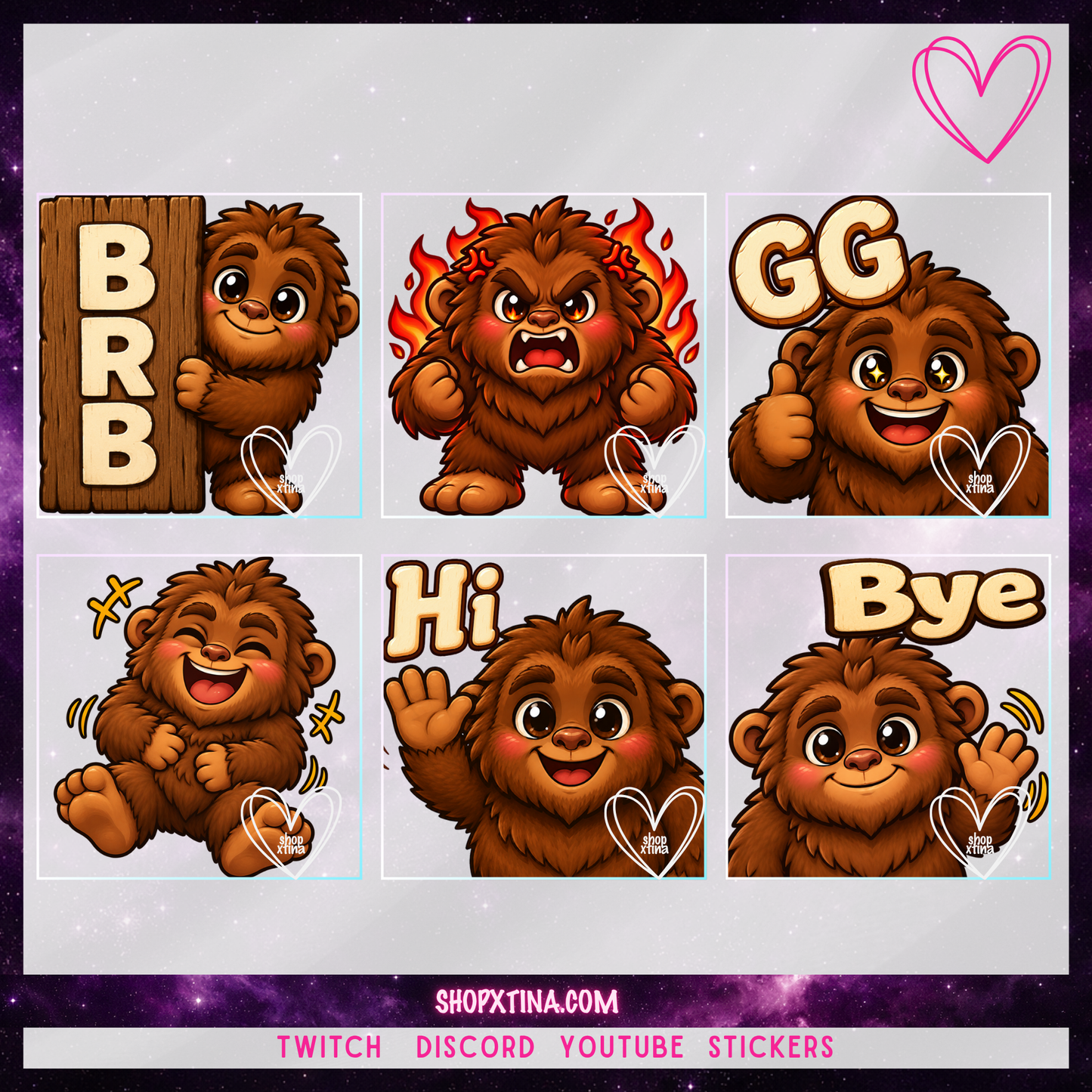 Big Feet, Bigger Reactions! Bigfoot Emote Set | Discord, Twitch, Youtube, OBS, Streamlabs | Hype, Love, Lurk, Raid, Cheers & More | Great For Streamers