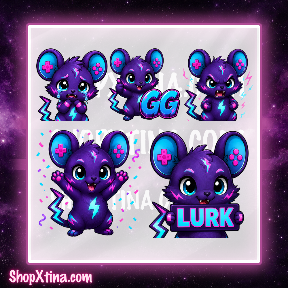 Electric Gamer Mouse Emotes | Discord, Twitch, Youtube, OBS, Streamlabs | Hype, Love, Lurk, Raid, Cheers & More | Great For Streamers