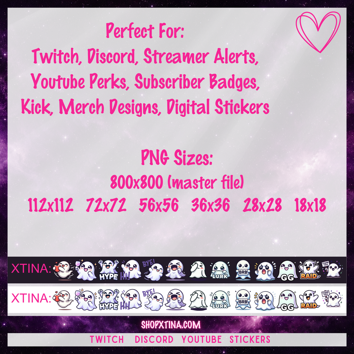 Halloween Ghost Emote Set for Twitch & Discord – Cute Ghost Emotes | Hype, Love, Raid, BRB & More