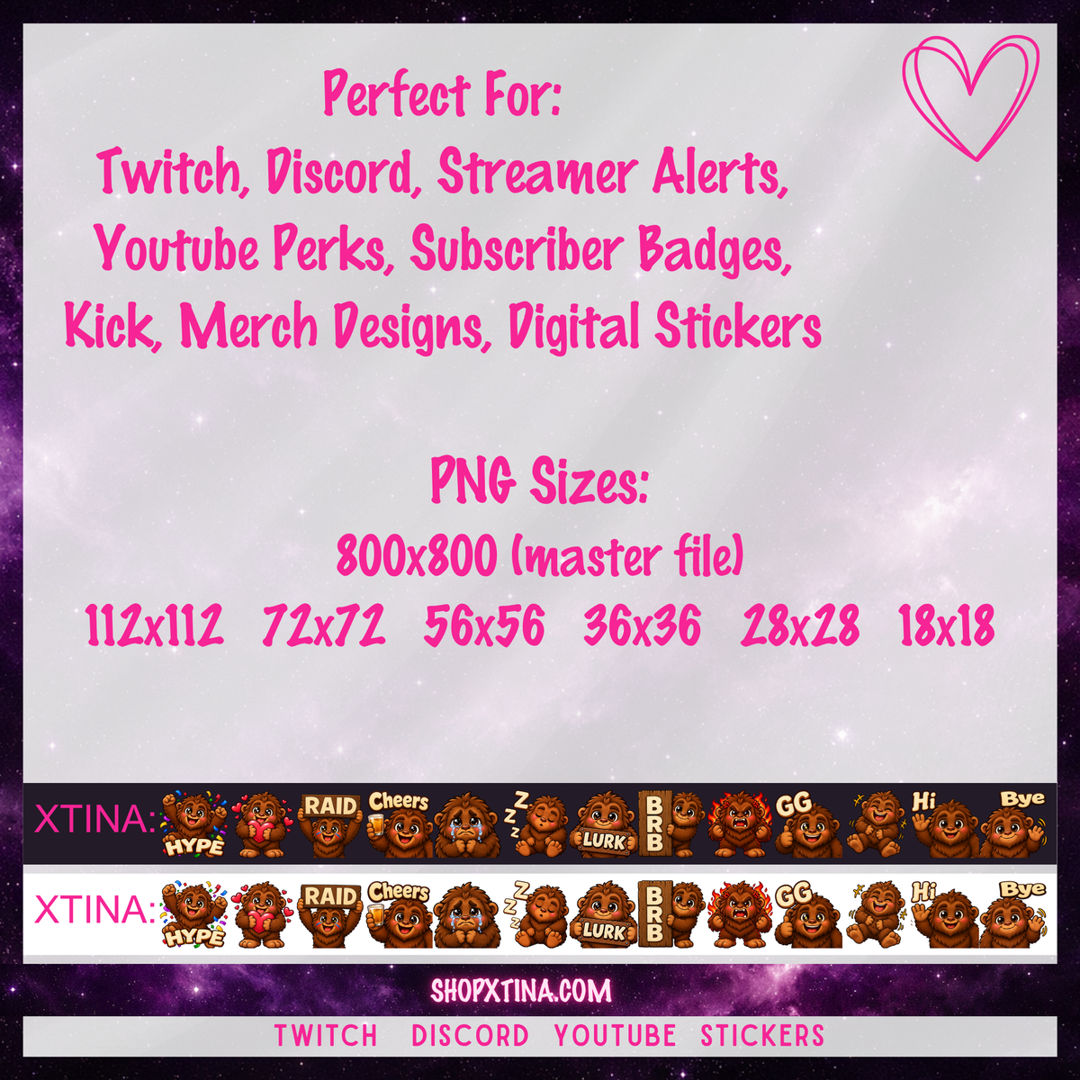 Big Feet, Bigger Reactions! Bigfoot Emote Set | Discord, Twitch, Youtube, OBS, Streamlabs | Hype, Love, Lurk, Raid, Cheers & More | Great For Streamers