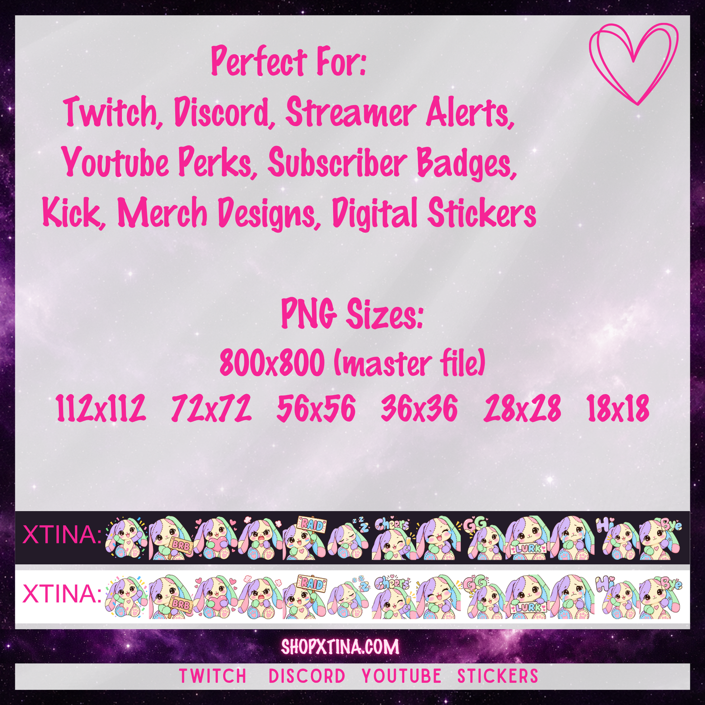 Patchwork Bunny Emotes | Discord, Twitch, Youtube, OBS, Streamlabs | Hype, Love, Lurk, Raid, Cheers & More | Great For Streamers