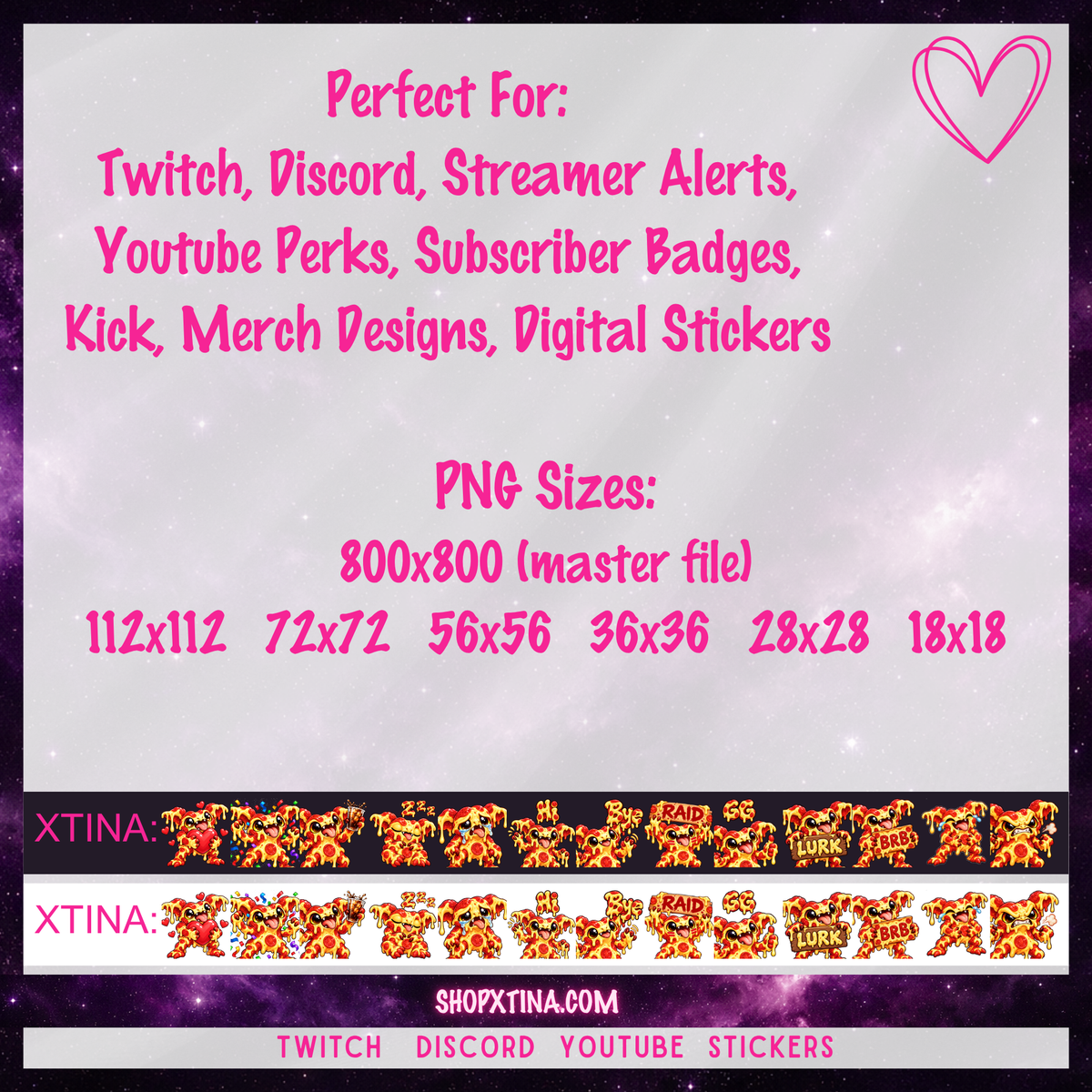 Slice, Slice Baby! Cute Pizza Gremlin Emotes | Discord, Twitch, Youtube, OBS, Streamlabs | Hype, Love, Lurk, Raid, Cheers & More | Great For Streamers
