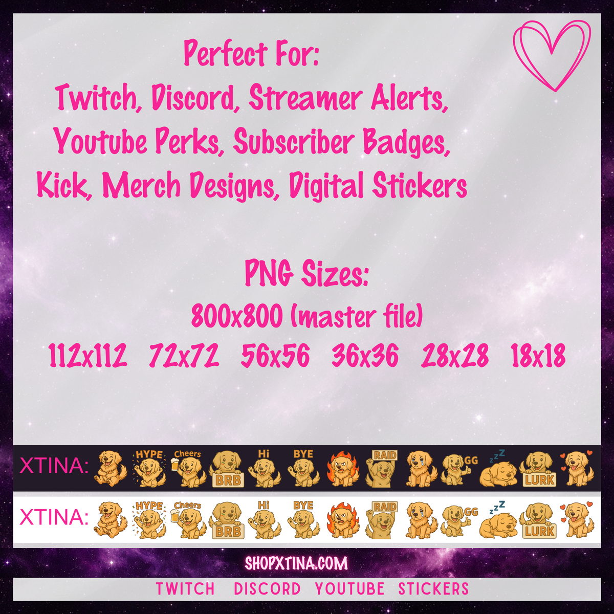 13 Goodest Golden Retriever Emotes | Discord, Twitch, Youtube, OBS, Streamlabs | Hype, Love, Lurk, Raid, Cheers & More | Great For Streamers