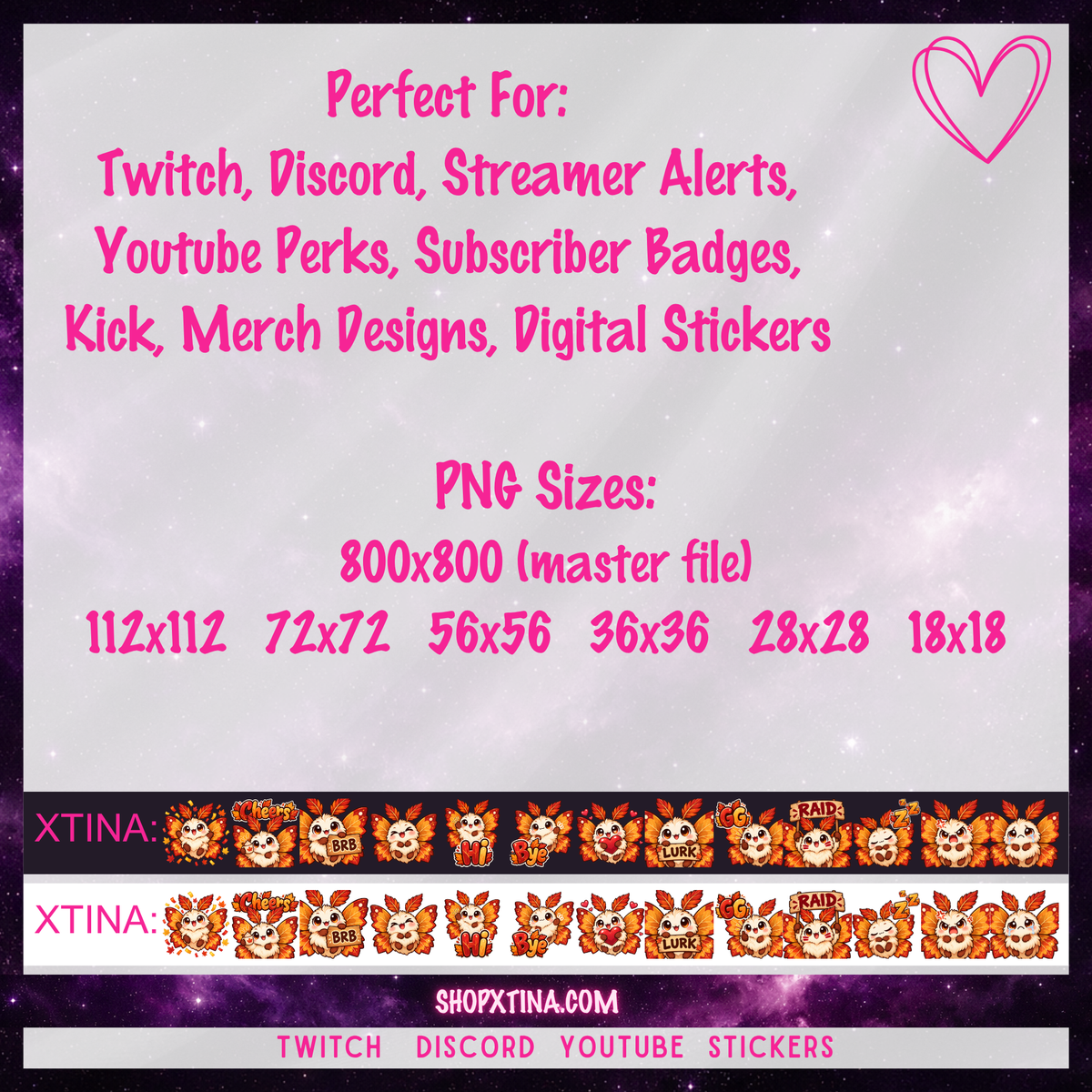 Cute Fall Leafy Moth Emotes | Discord, Twitch, Youtube, OBS, Streamlabs | Hype, Love, Lurk, Raid, Cheers & More | Great For Streamers