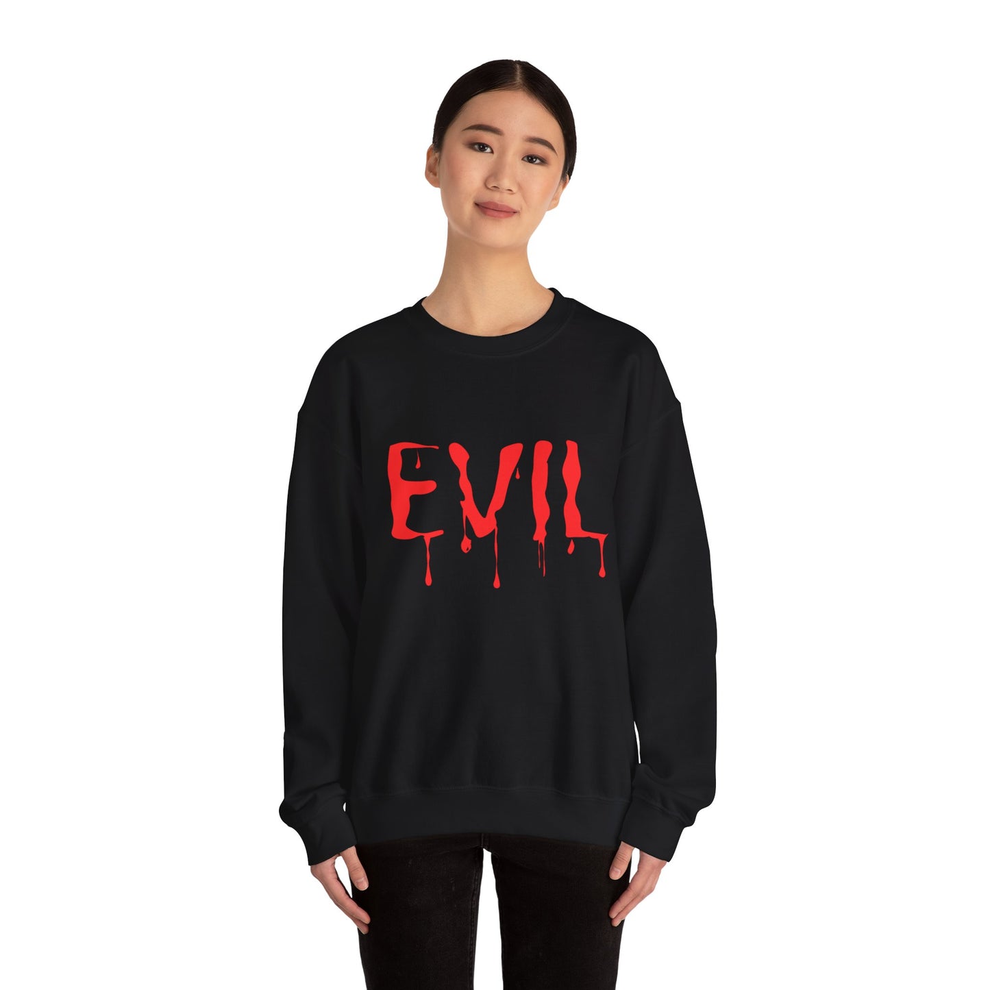 Evil Crewneck Sweatshirt Spooky Halloween Apparel for Edgy Fall Fashion