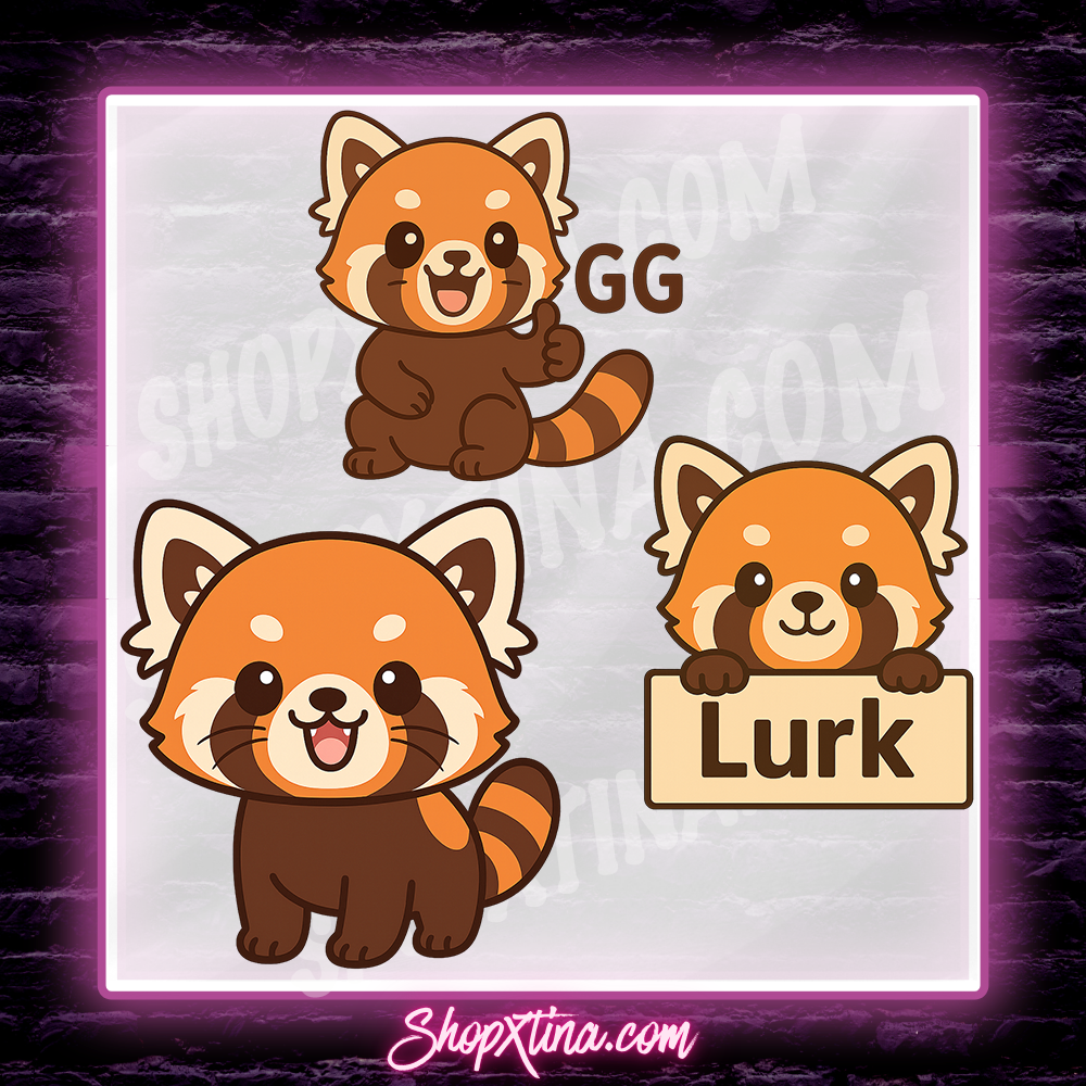 13 Fluffy Red Panda Emotes | Discord, Twitch, Youtube, OBS, Streamlabs | Hype, Love, Lurk, Raid, Cheers & More | Great For Streamers